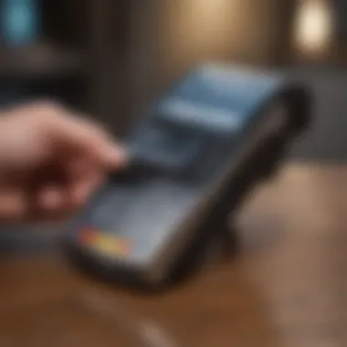 A close-up of a credit card being used at a point of sale