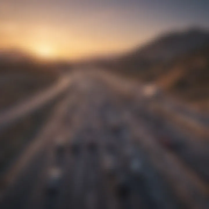 A scenic freeway with vehicles traveling safely