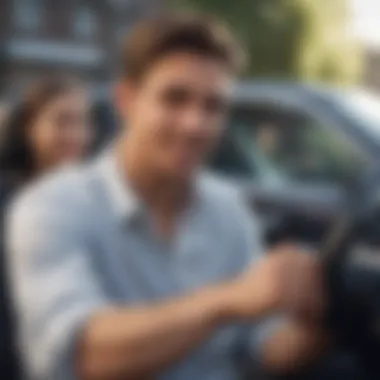 Receiving Insurance Advice A happy young driver receiving insurance advice