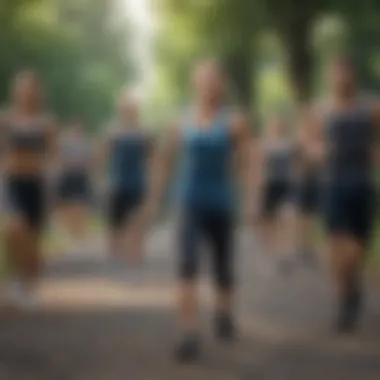 Group of fitness enthusiasts training outdoors