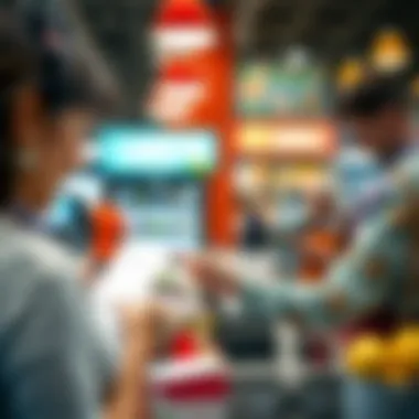 Retail Cashier Processing Check Transaction A retail cashier processing a check transaction