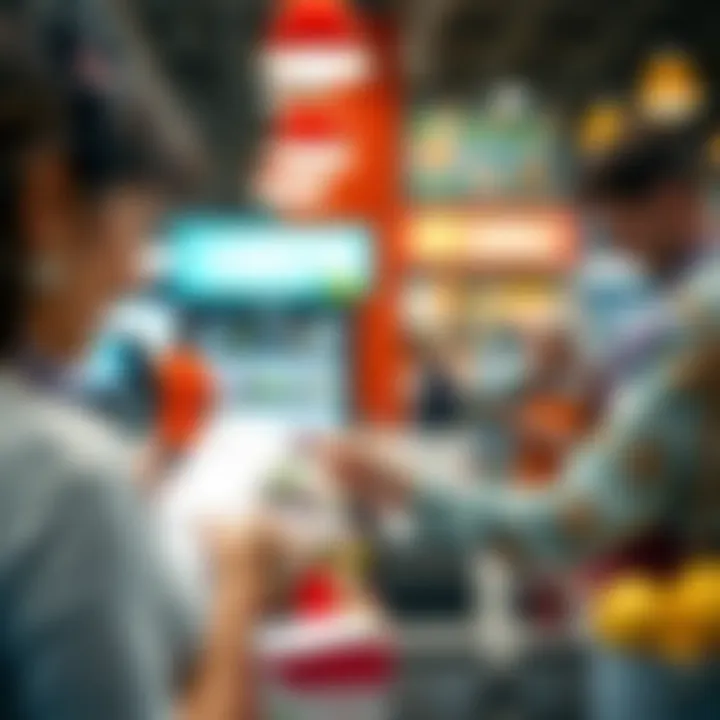 Retail Cashier Processing Check Transaction A retail cashier processing a check transaction