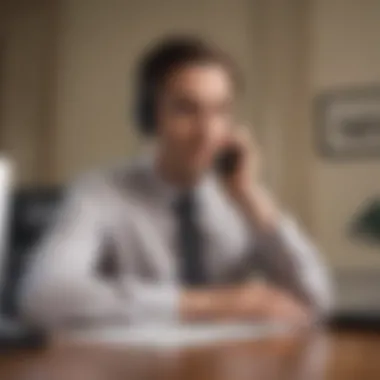 Effective Communication with Credit Bureaus A thoughtful individual on a phone call, engaging with a credit bureau representative.