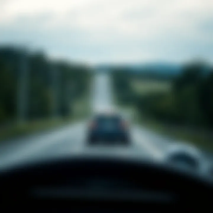The Freedom of Driving Your First Car A serene road with a car driving towards the horizon