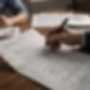 Reviewing Mortgage Documents A person reviewing mortgage documents