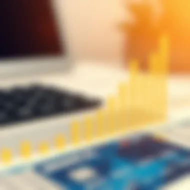 Graph depicting financial growth with credit card usage