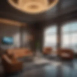 Elegant airport lounge showcasing luxury amenities