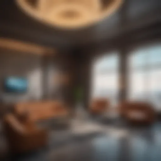 Elegant airport lounge showcasing luxury amenities