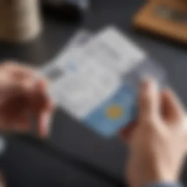 Happy traveler showing boarding pass and credit card