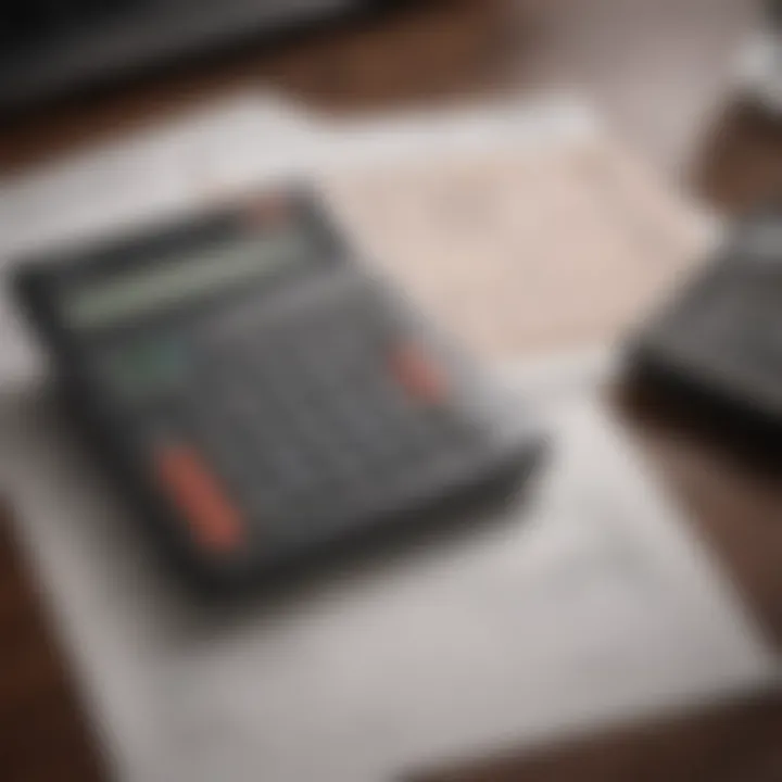 A close-up of a calculator and mortgage documents