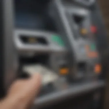 Using ATM for Cash Deposit An automated teller machine displaying options for cash deposits.
