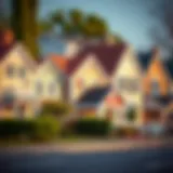 An array of houses representing different price ranges.