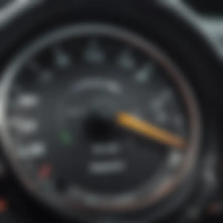 Close-up of a vehicle's odometer and dashboard