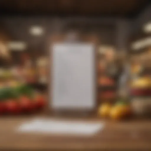 A neatly organized grocery list on a wooden table