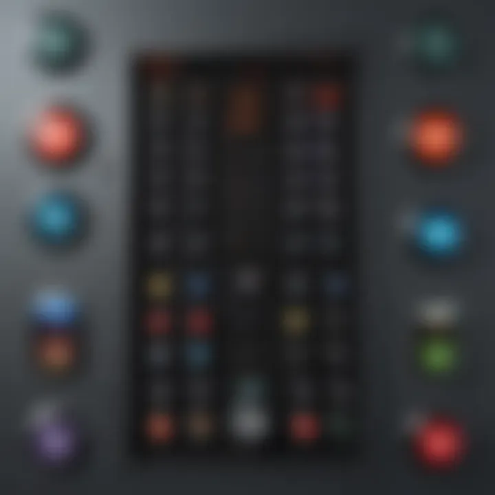 A modern elevator control panel with various buttons and displays