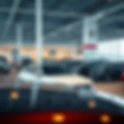 A modern car dealership showcasing various vehicles