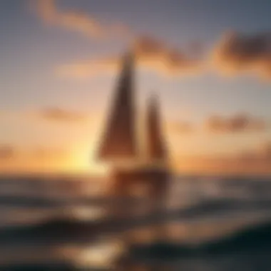 A picturesque sunset over the ocean with a boat sailing, symbolizing the journey of refinancing.