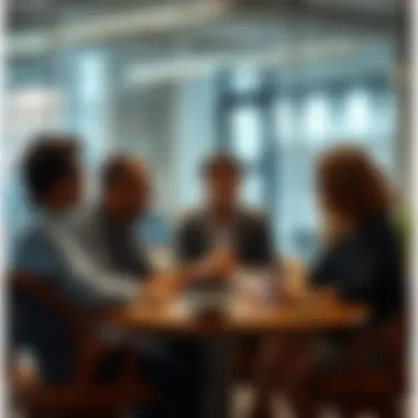 A diverse group discussing business strategies.