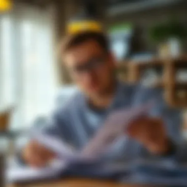 Person analyzing financial documents