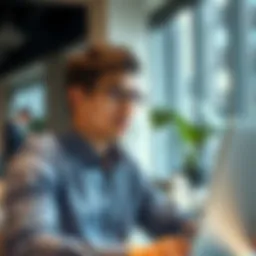 A young professional in a modern office environment