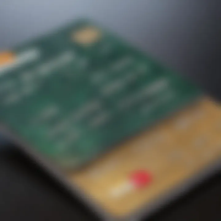 Close-up of credit card with financial figures displayed