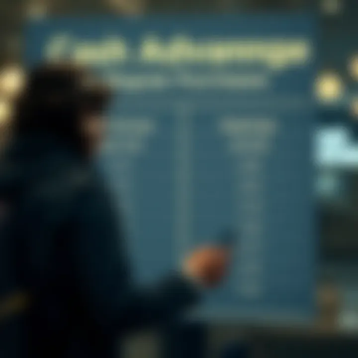 Cash Advances vs Regular Purchases Comparison chart of cash advance versus regular purchases