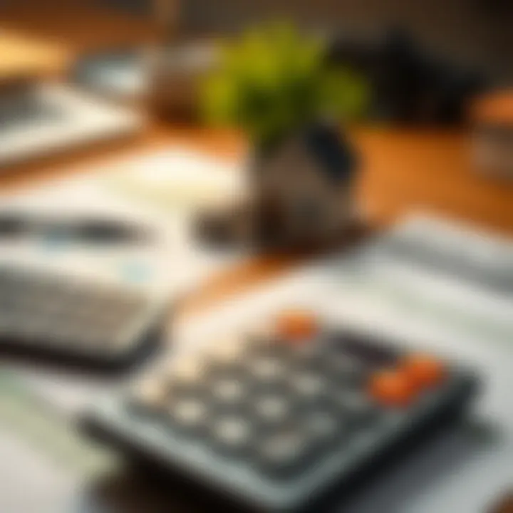 A calculator and budgeting sheet on a desk