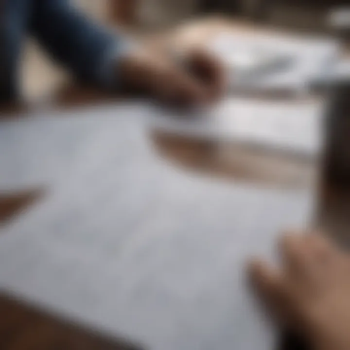 A person reviewing financial documents with a focused expression.