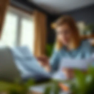 A conceptual image displaying a homeowner analyzing mortgage options with financial documents.