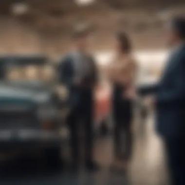 Mastering Negotiation Techniques A confident individual negotiating with a car dealer, illustrating effective negotiation techniques.