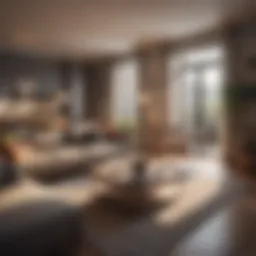 A serene apartment living room showcasing potential rental spaces.