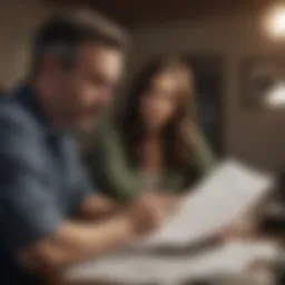 A distressed homeowner reviewing documents related to refinancing