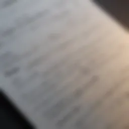 A close-up of a bank statement featuring varied account types.