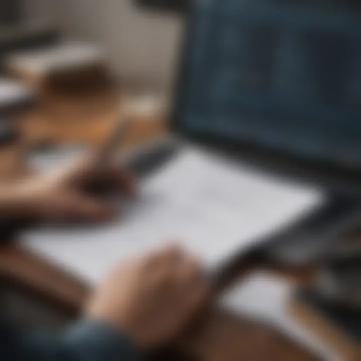 A person reviewing documents with a laptop, symbolizing tax efficiency