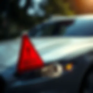 An illustration of a car with a warning sign representing outstanding finance