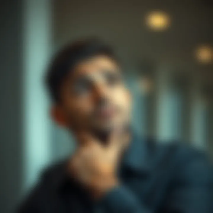 Contemplating Financial Decisions A thoughtful individual contemplating financial decisions