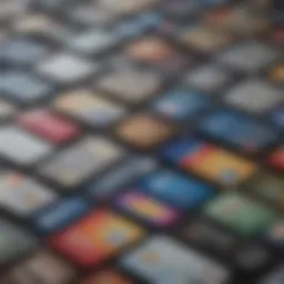A diverse array of credit cards laid out on a desk, showcasing various designs and features.
