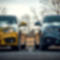 A split image showing two cars parked side by side, representing multiple vehicle ownership