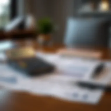 Financial Planning for Refinancing Calculator and documents on a table, representing financial planning