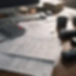 A cluttered desk with scattered documents representing disorganization in financial paperwork.