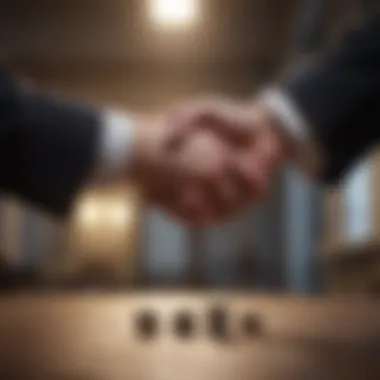 Successful negotiation outcome with a positive handshake