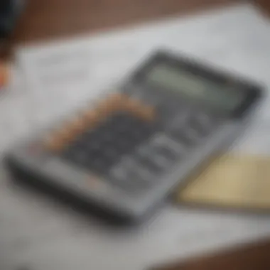 A calculator and financial documents representing mortgage payment calculations.