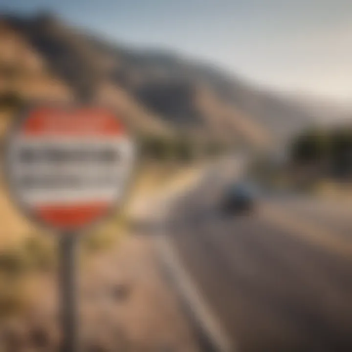 A road sign indicating legal obligations and reporting requirements in California