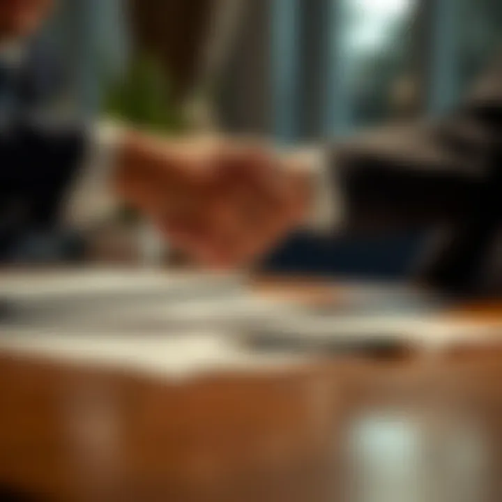 Contract Agreement A hand shaking in agreement over a contract