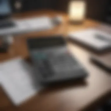 A calculator and financial documents on a desk