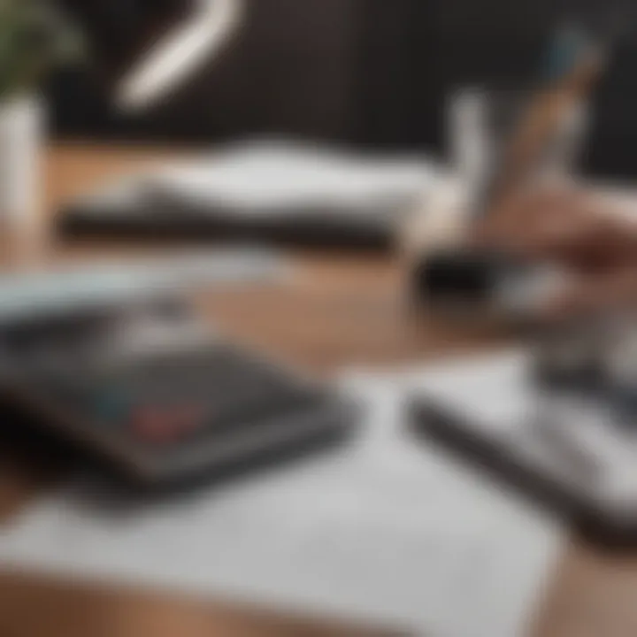 A calculator and financial documents on a desk