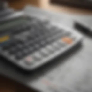 Analyzing Financial Health for Rent Budgeting A calculator and financial documents representing careful financial analysis