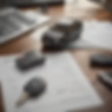 Financial Planning for Auto Loans A calculator, financial documents, and a car key on a desk, symbolizing financial planning.