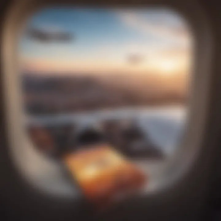 A scenic view from an airplane window, symbolizing travel rewards in action