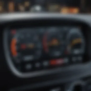 A close-up of a car dashboard featuring a digital display showing interest rates.